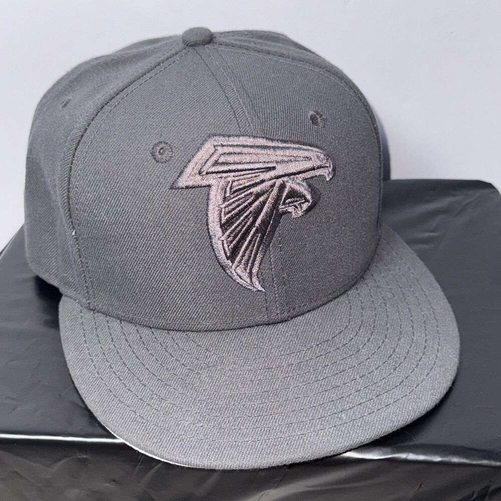 New Era 59Fifty NFL Atlanta Falcons Gray Fitted 7 1/4 Flat Bill Hat Nice Shape